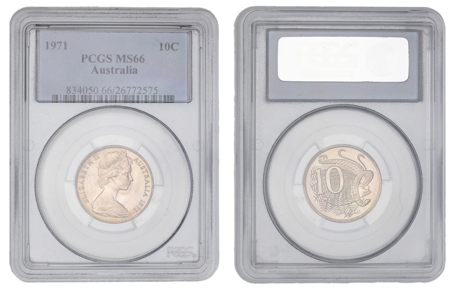 Elizabeth II, Ten Cent, 1971, PCGS MS66