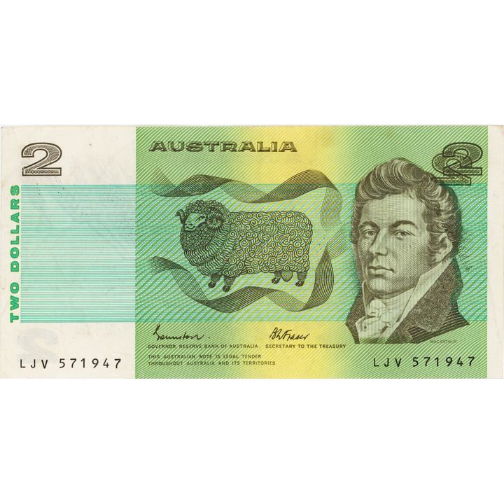 Johnston/Fraser, Two Dollars, 1985, gF -aVF