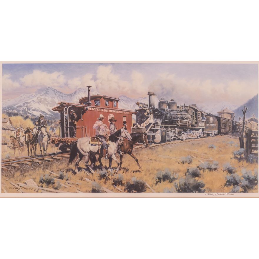 Gary Carter (b.1939) Signed Sealed and Delivered'' Dated 1989. S/N Western Theme Lithograph.