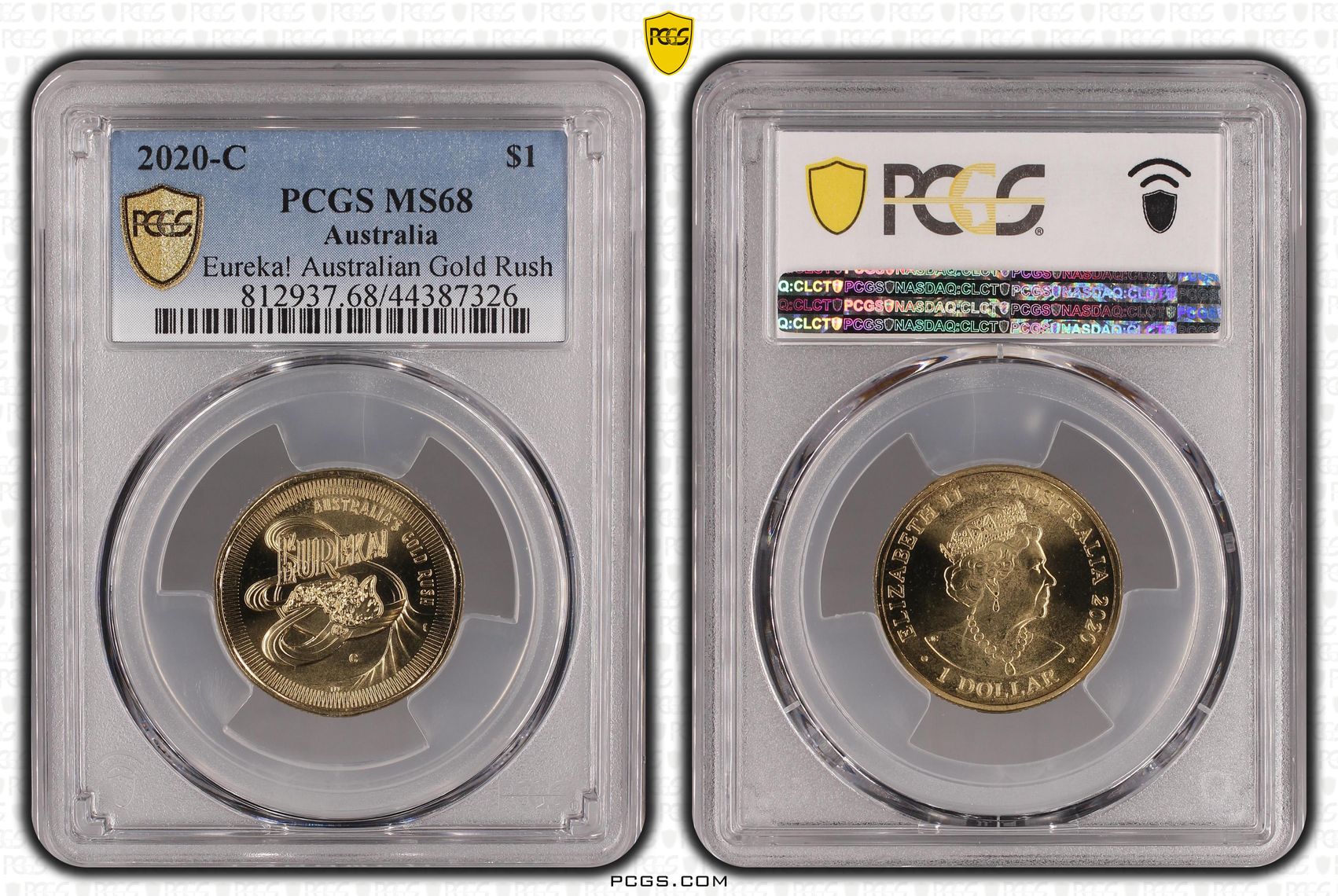 2020-C Australia One Dollar, $1 Eureka! Australian Gold Rush PCGS - MS68 -326