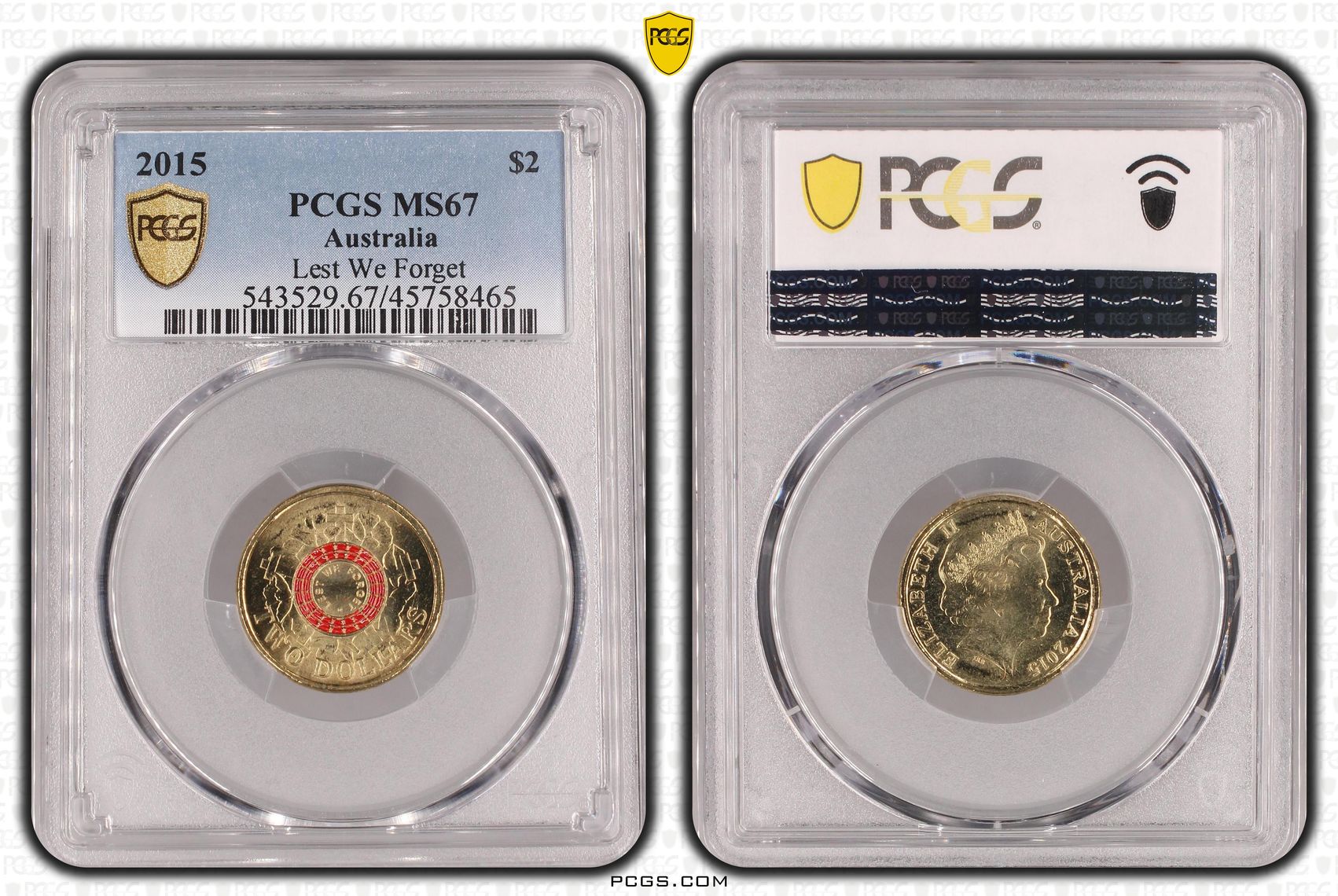 Lest We Forget, Two Dollar, 2015, PCGS MS67