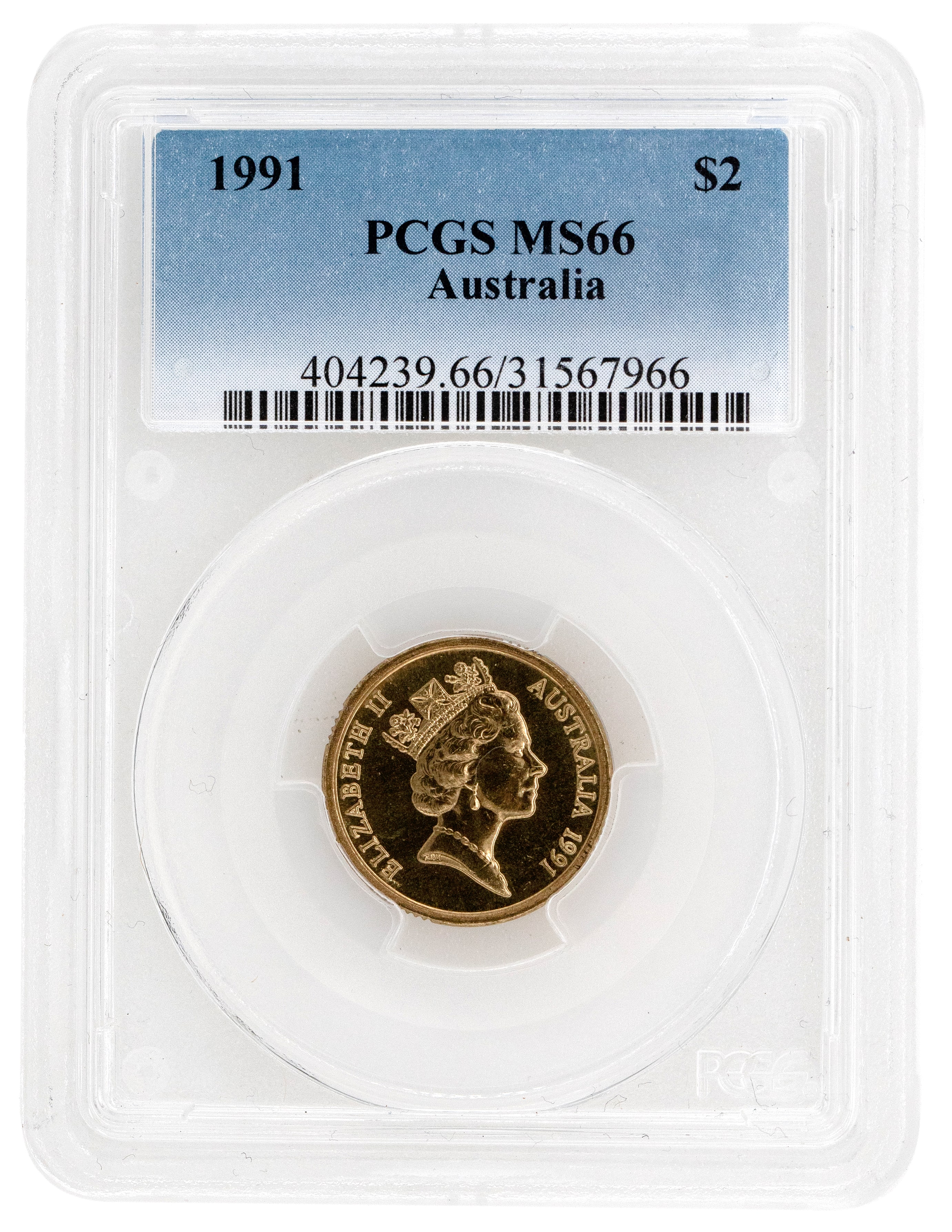 1991 Australia Two Dollar, $2 PCGS - MS66 -966