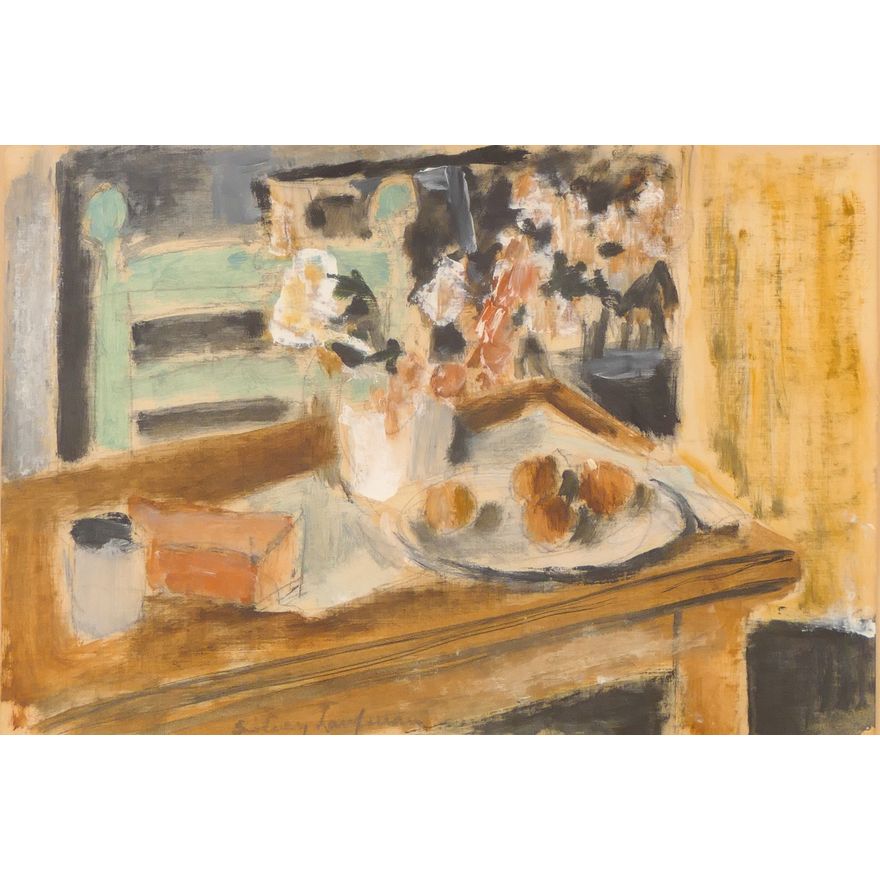Sidney Laufman (1891-1985 New York/France) 'Still Life with Peaches' Watercolor