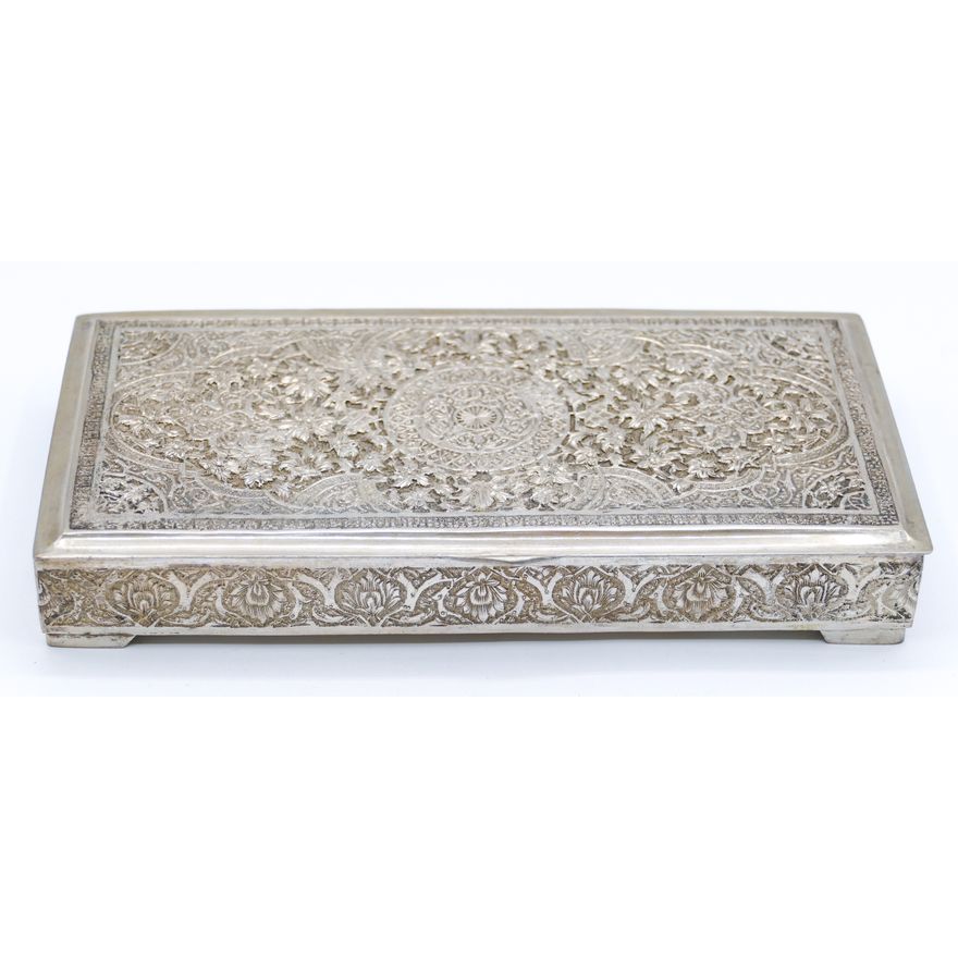 Ornate Persian 875 Silver Cigarette Box 7'' - 358 Grams