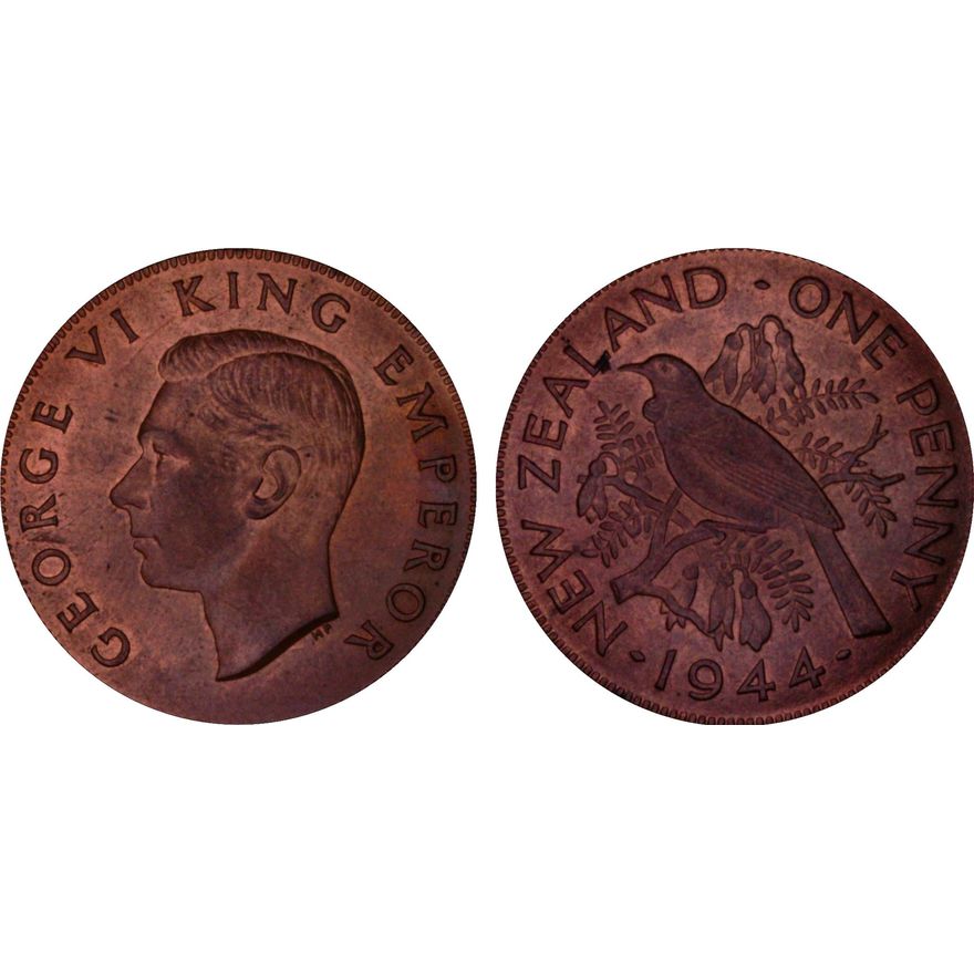 New Zealand, Penny, 1944, PCGS - MS65RB