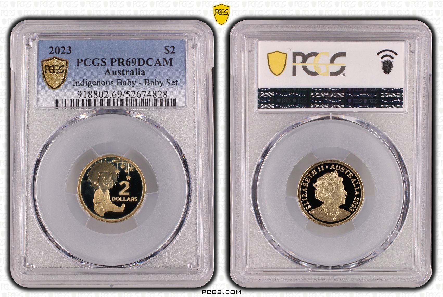 Indigenous Baby - Baby Set, Two Dollar, 2023, PCGS PR69DCAM