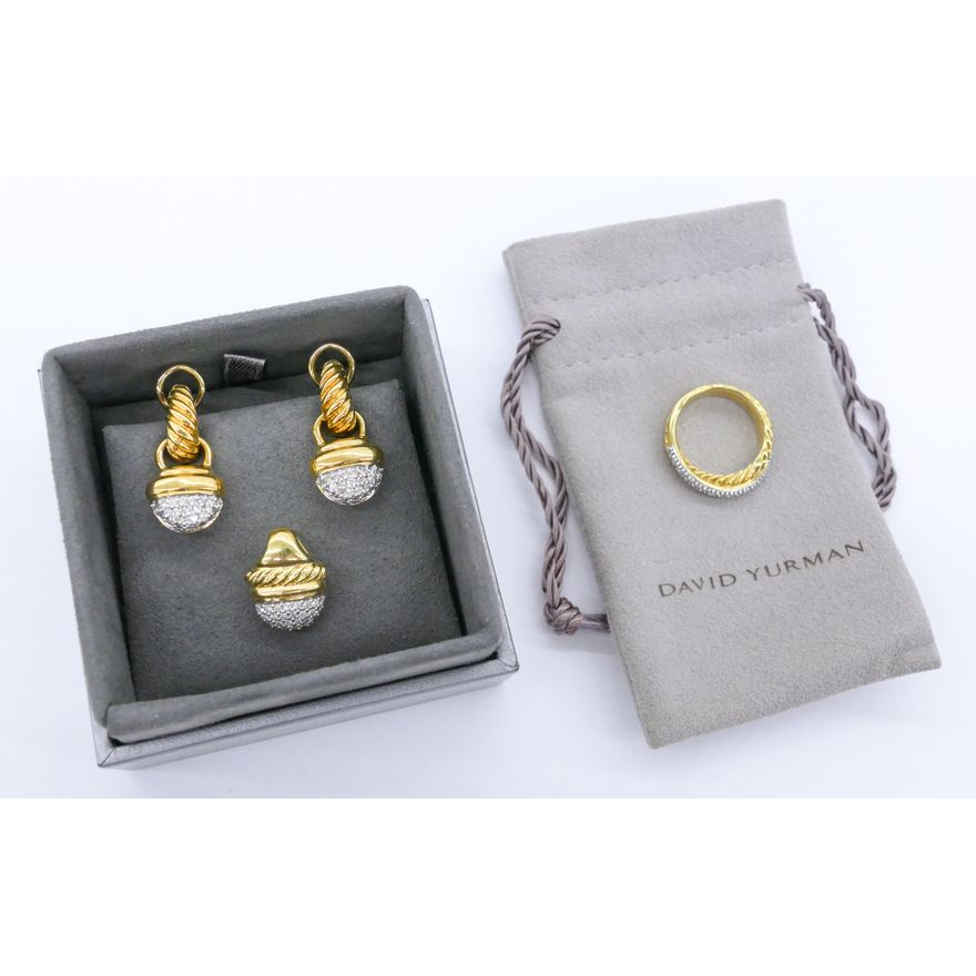 3pc David Yurman 18k Diamond Designer Jewelry