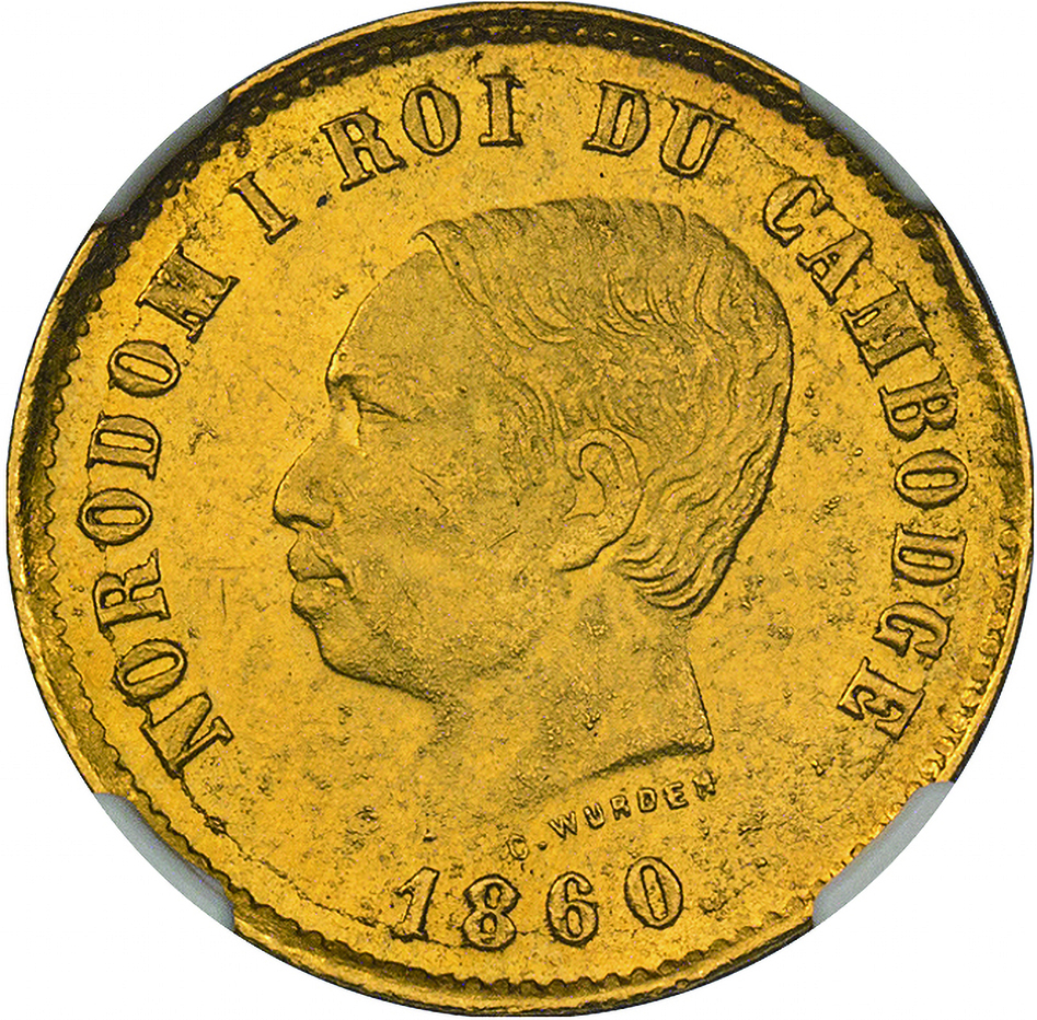 カンボジア(Cambodia), 1860, 金(Au), 2ﾌﾗﾝ Francs, NGC MS64 RESTRIKE