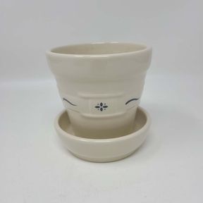 Longaberger Pottery Woven Traditions Pot with Tray - Blue #3