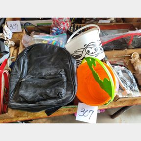 Halloween buckets, small back pack and leather harness
