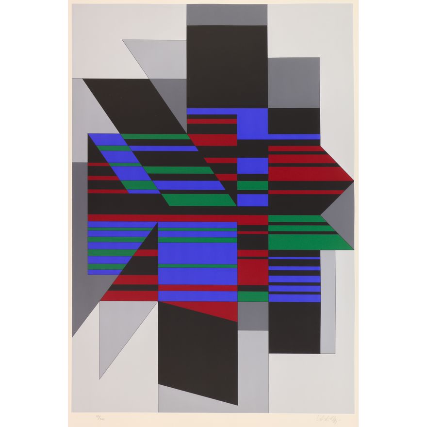 Victor Vasarely ''Attika'' 1990 S/N Serigraph Framed 48.5''x37.5''