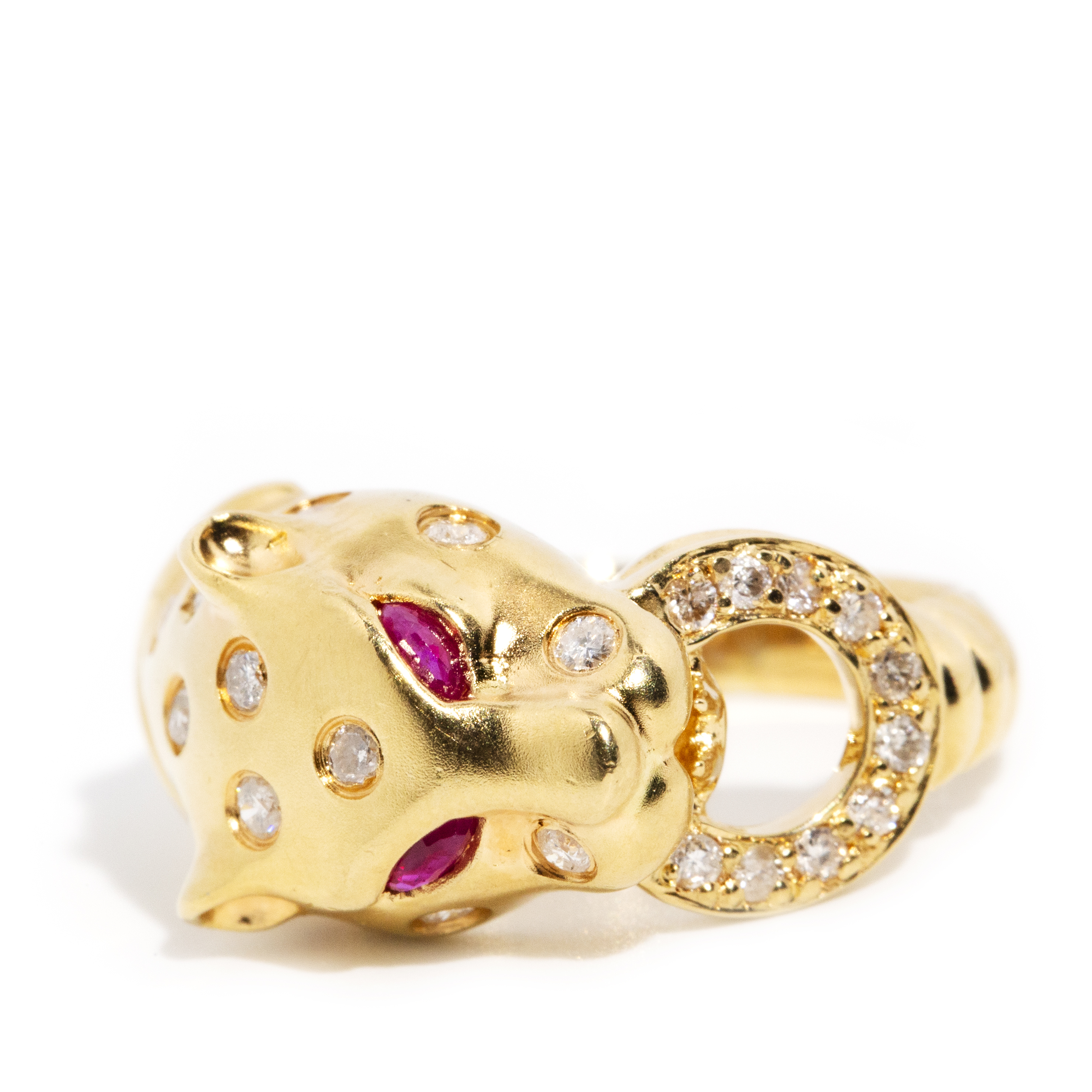 162 · Diamond & Ruby 18 Carat Gold Pantha Ring