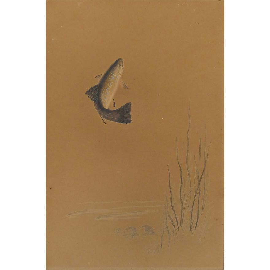 Joseph (Joe) Knowles 'Jumping Trout' Gouache & Ink on Paper.