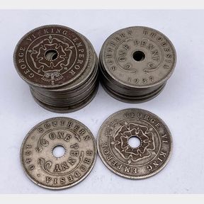 Collectors Lot of 24 South Rhodesian Silver 1 Penny Coins - 50693/317