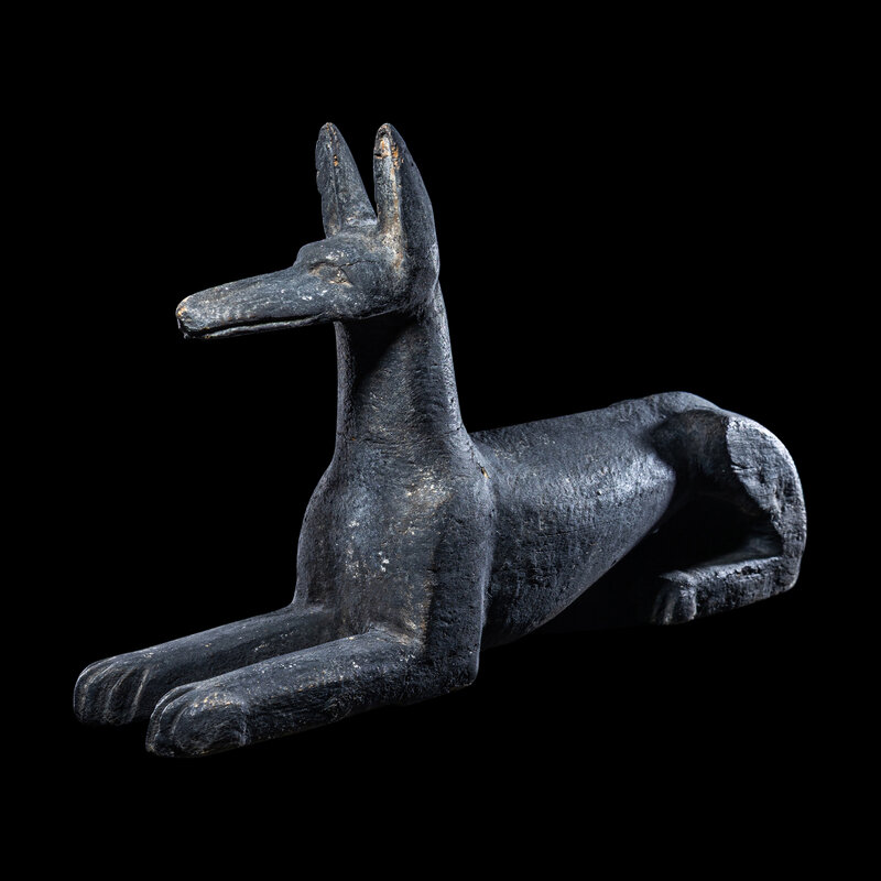 An Egyptian Painted Wood Jackal