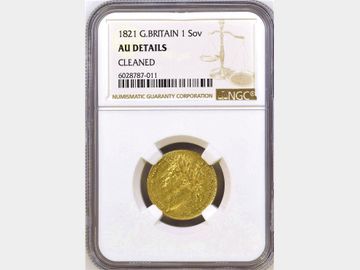 1821 GEORGE IV LAUREL HEAD GOLD SOVEREIGN AU DETAILS CLEANED