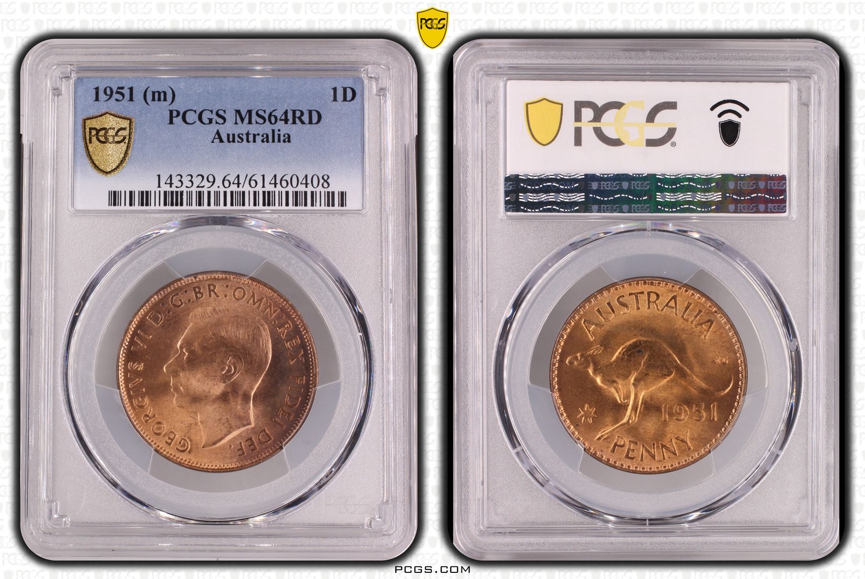 George VI, Penny, 1951, PCGS MS64RD