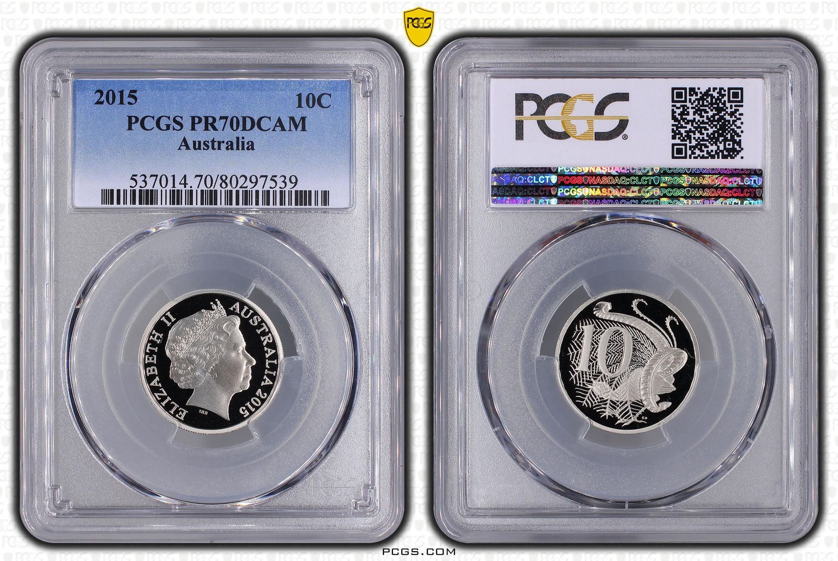 Elizabeth II, Ten Cent, 2015, PCGS PR70DCAM