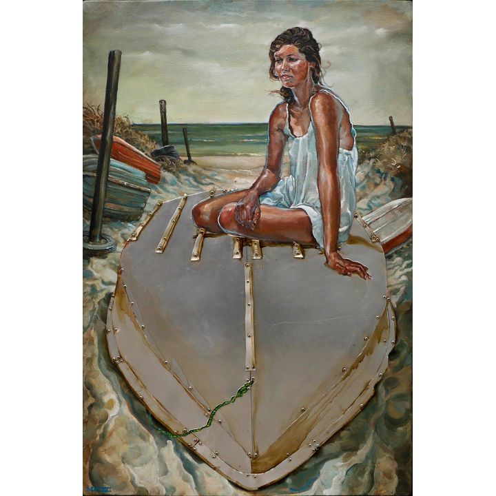 Matt Gauldie 'Untitled - Woman on dinghy'