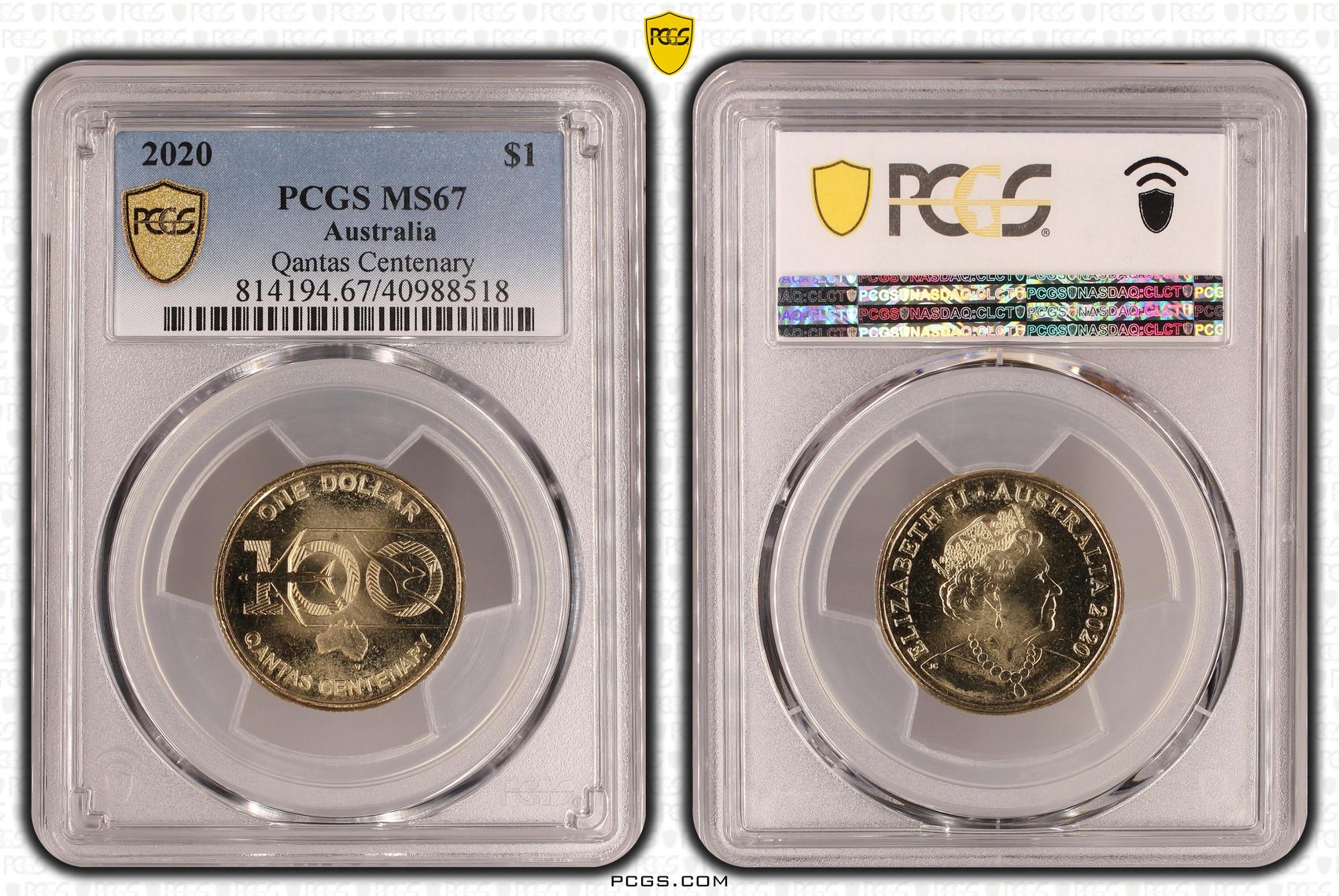 Qantas Centenary, One Dollar, 2020, PCGS MS67
