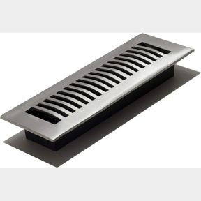 2X10 INCH DECOR GRATES LA210-NKL LOUVERED CAST ALUMINUM FLOOR REGISTER, BRUSHED NICKEL, 2X10 INCH