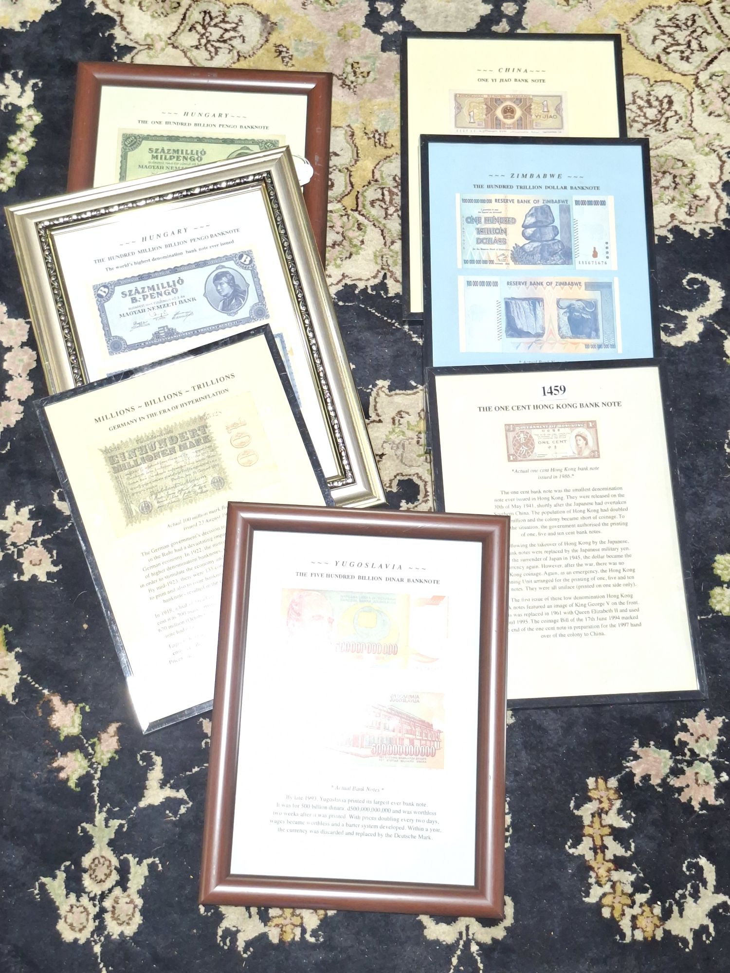 SEVEN FRAMES WITH WORLD BANKNOTES