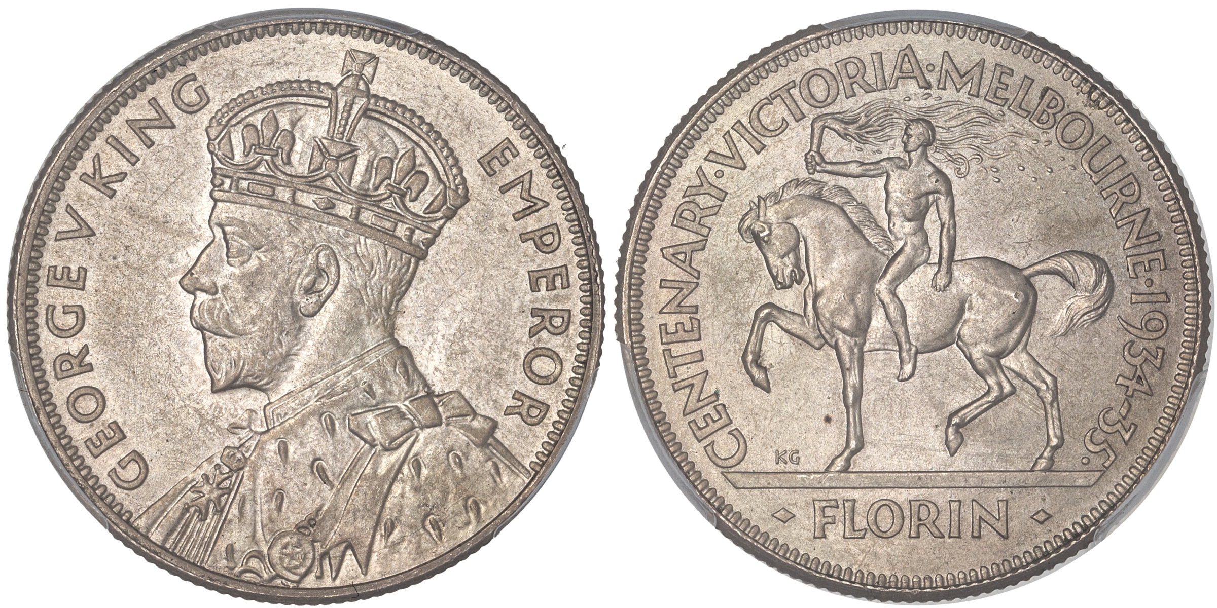 George V, Melbourne Centenary, Florin, 1934-35, PCGS MS64