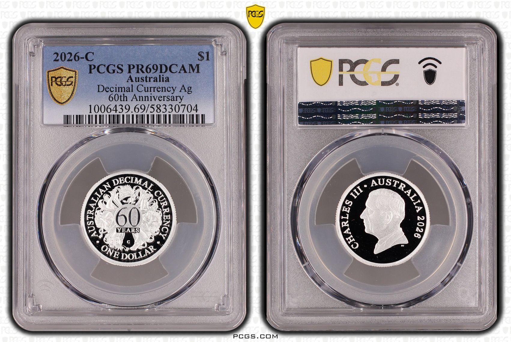 Decimal Currency Silver 60th Anniversary, One Dollar, 2026-C, PCGS PR69DCAM