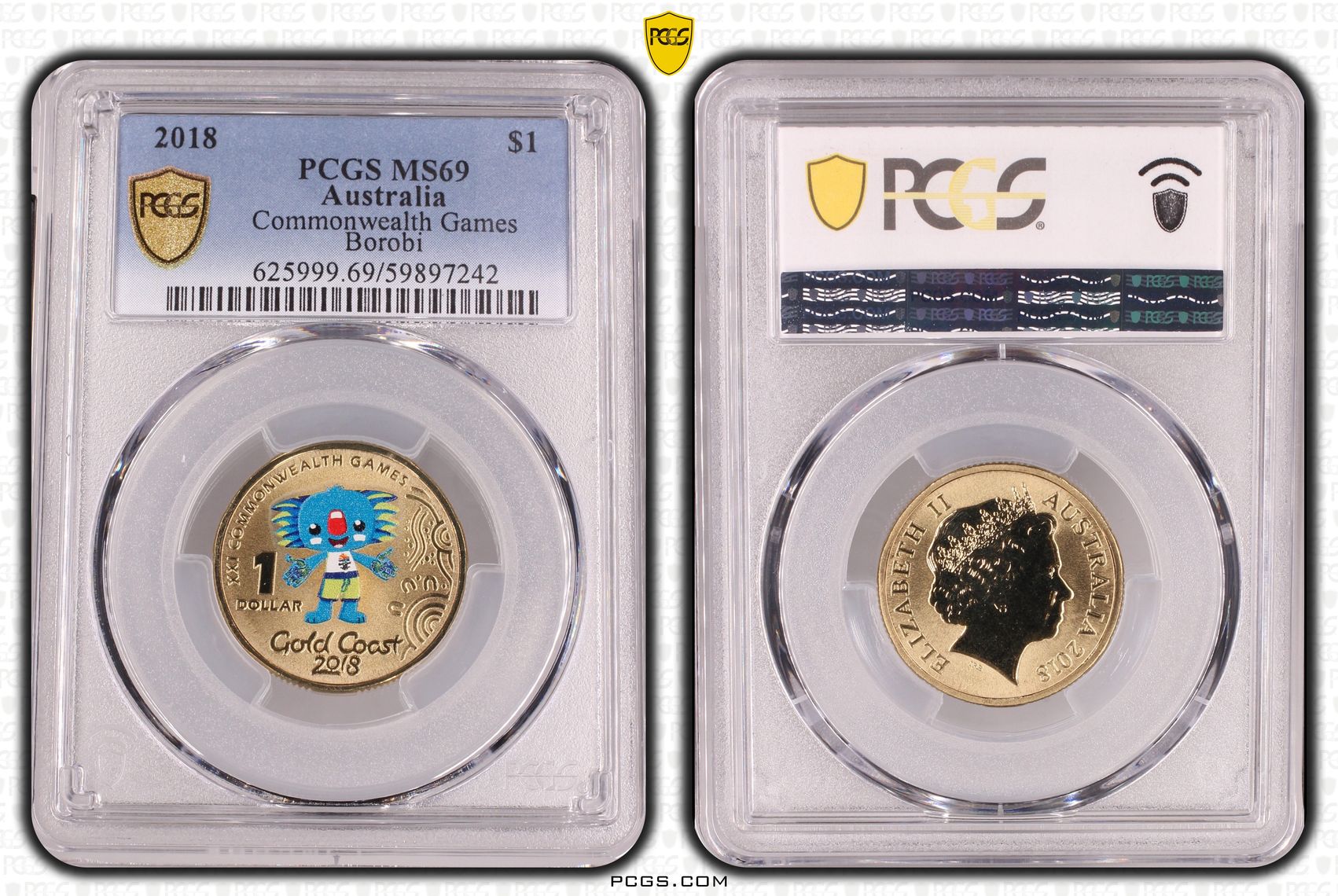 Commonwealth Games Borobi Colorized, One Dollar, 2018, PCGS MS69