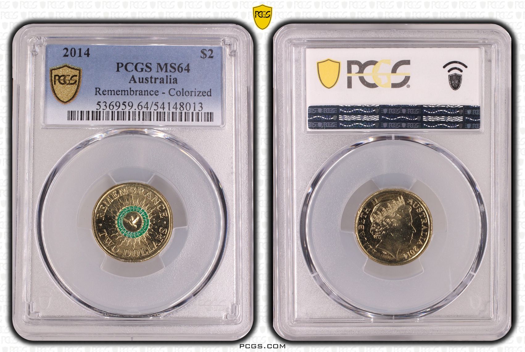 Remembrance Green Dove, Two Dollar, 2014, PCGS MS64