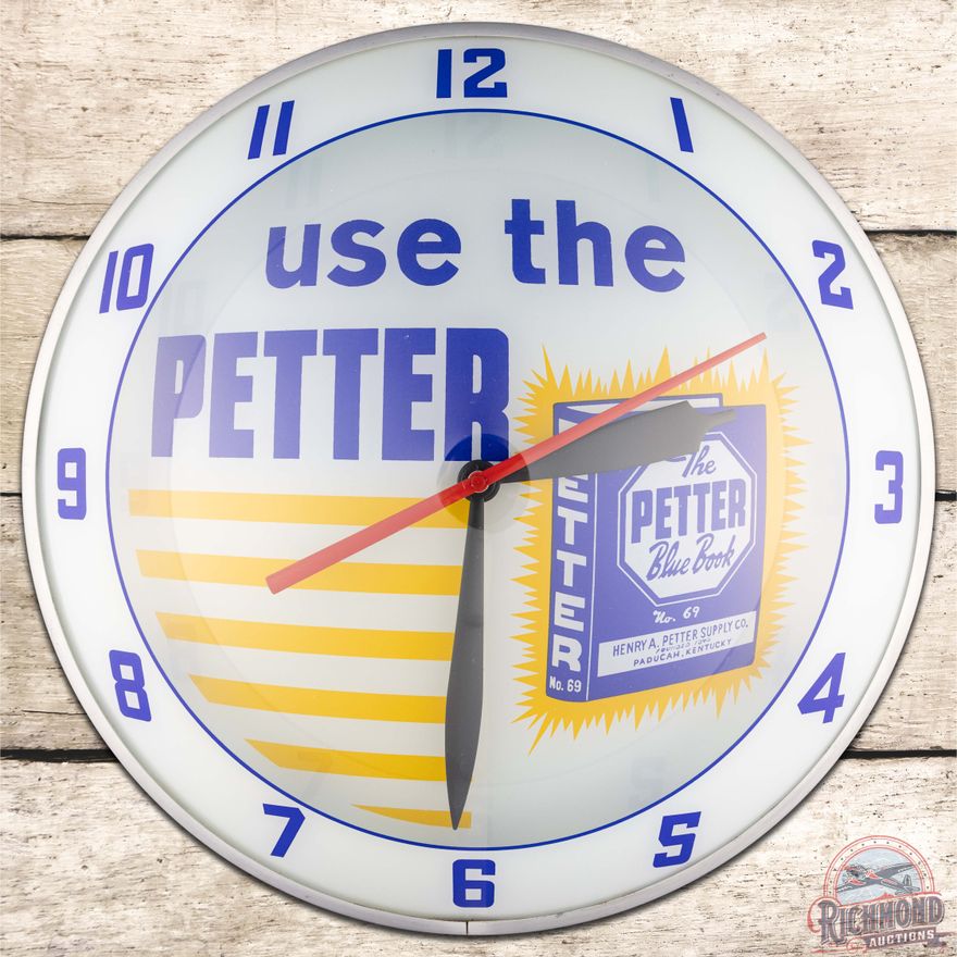 Use the Petter Blue Book 15" Double Bubble Advertising Clock