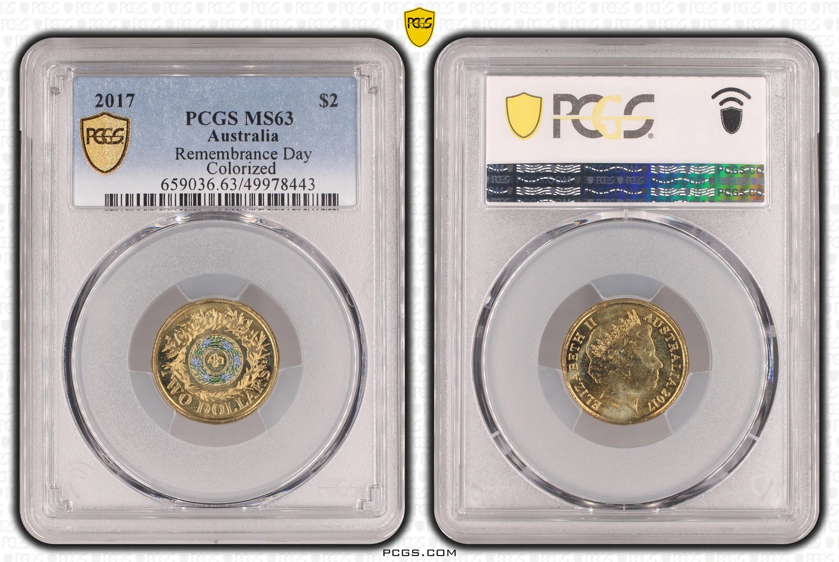 Remembrance Day Colorized, Two Dollar, 2017, PCGS MS63