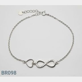 STERLING SILVER INFINITY HEART BRACELET WITH CZ'S - 51543/248