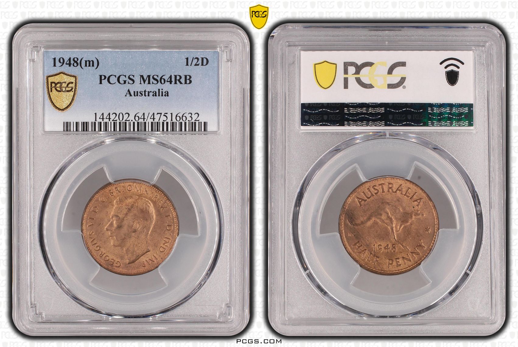 Halfpenny, 1948(m), PCGS MS 64RB