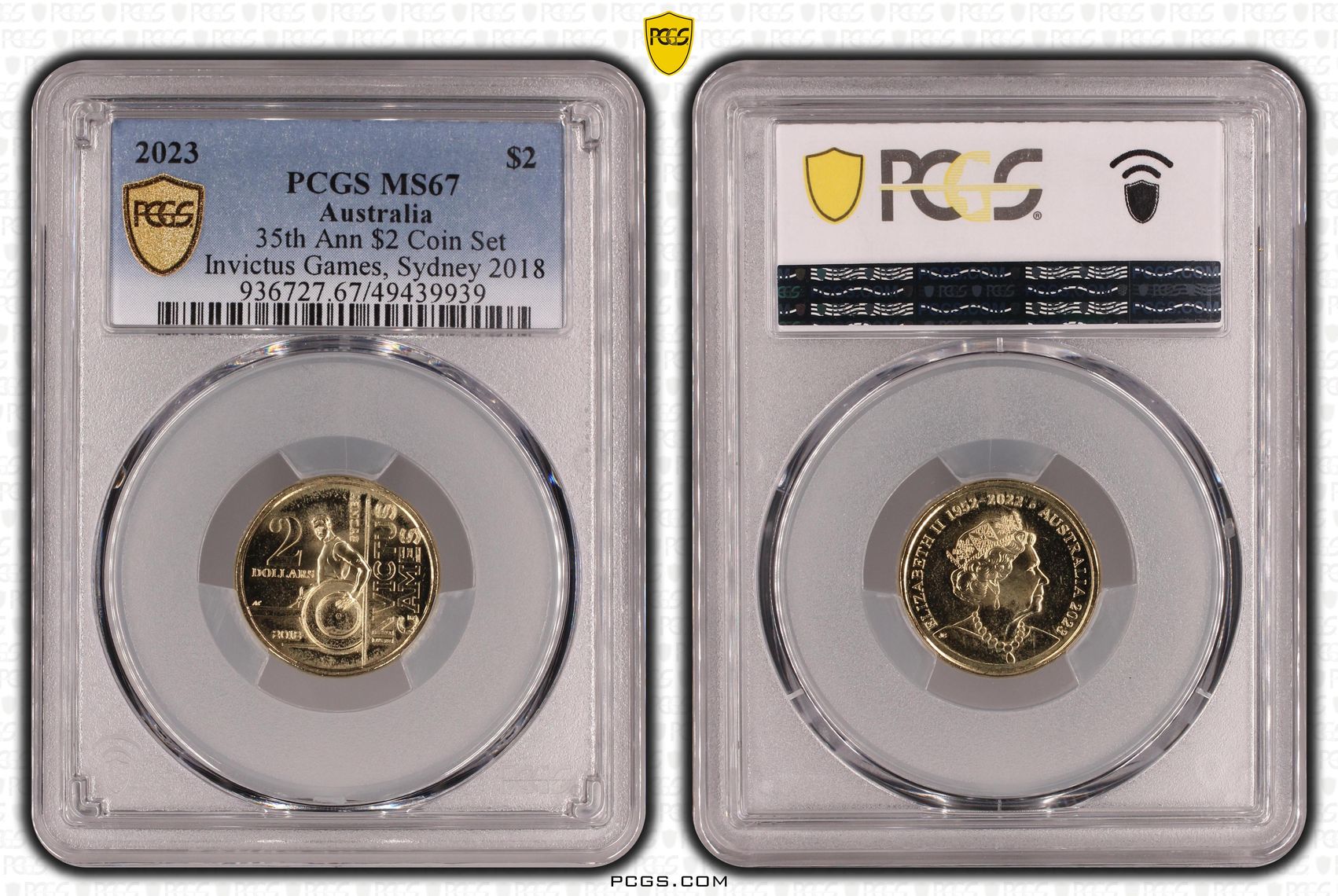 35th Ann $2 Coin SetInvictus Games, Sydney 2018, Two Dollar, 2023, PCGS MS67