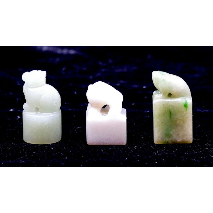 3pc Chinese Jade Small Seals- largest 1.25''