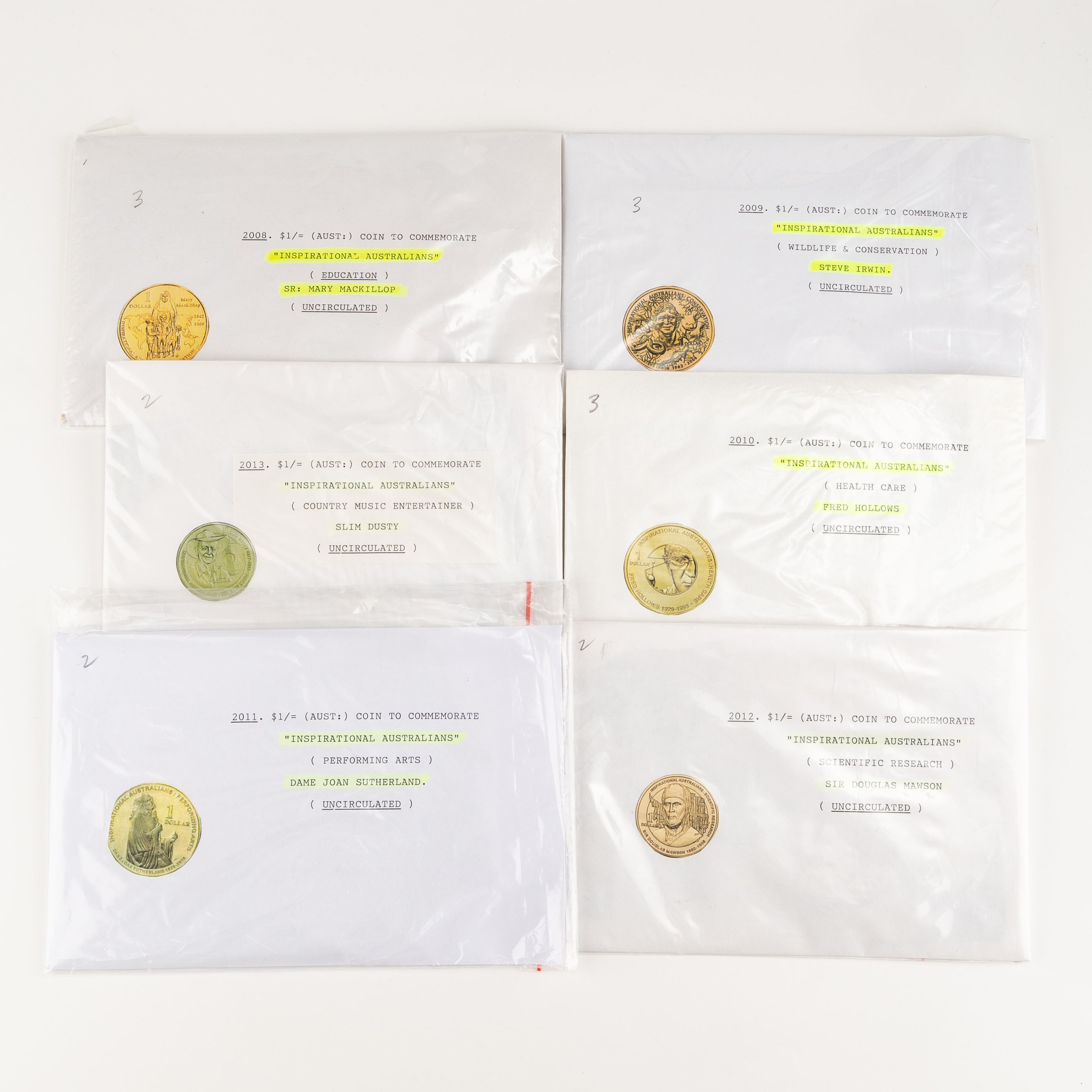 Elizabeth II, RAM - Inspirational Australians, One Dollar, 2008 - 2013, UNC