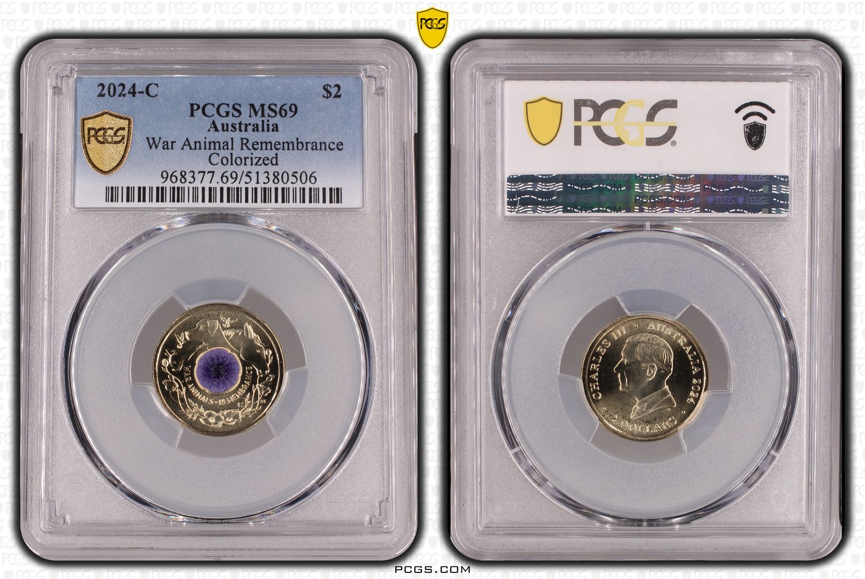 War Animal Remembrance Colorized, Two Dollar, 2024-C, PCGS MS69