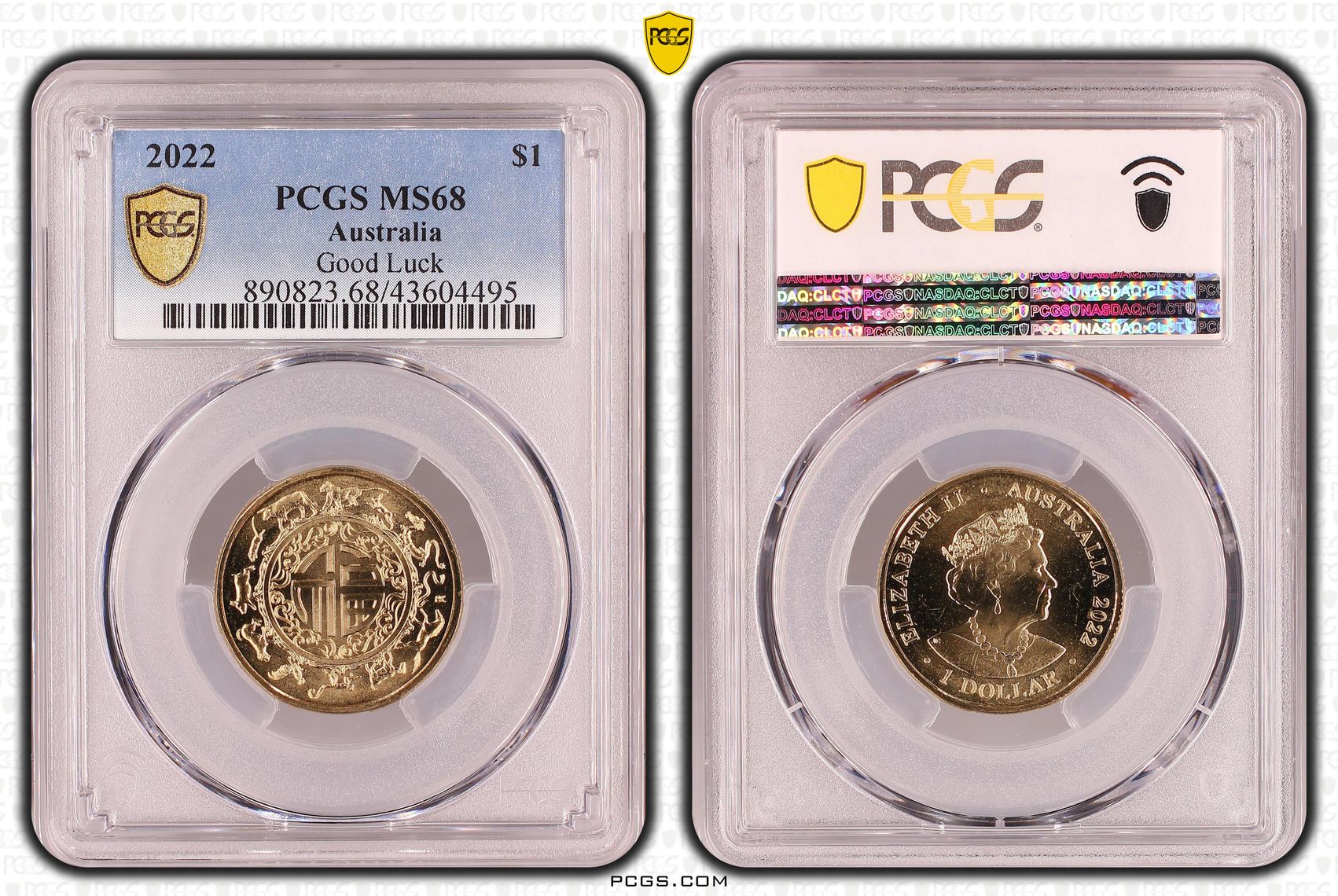 2022 Australia One Dollar, $1 Good Luck PCGS - MS68 -495
