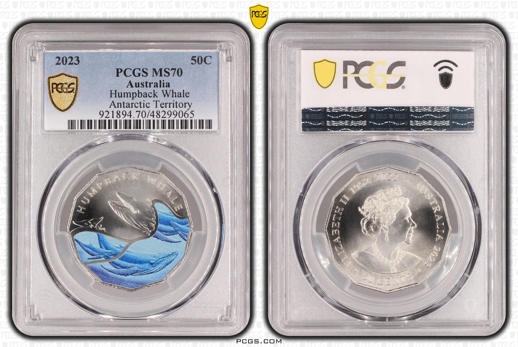 Humpback Whale Colorized, Fifty Cent, 2023, PCGS MS70
