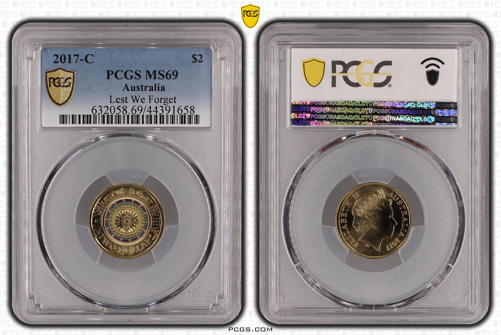 2017-C Australia Two Dollar, $2 Lest We Forget PCGS - MS69 -658