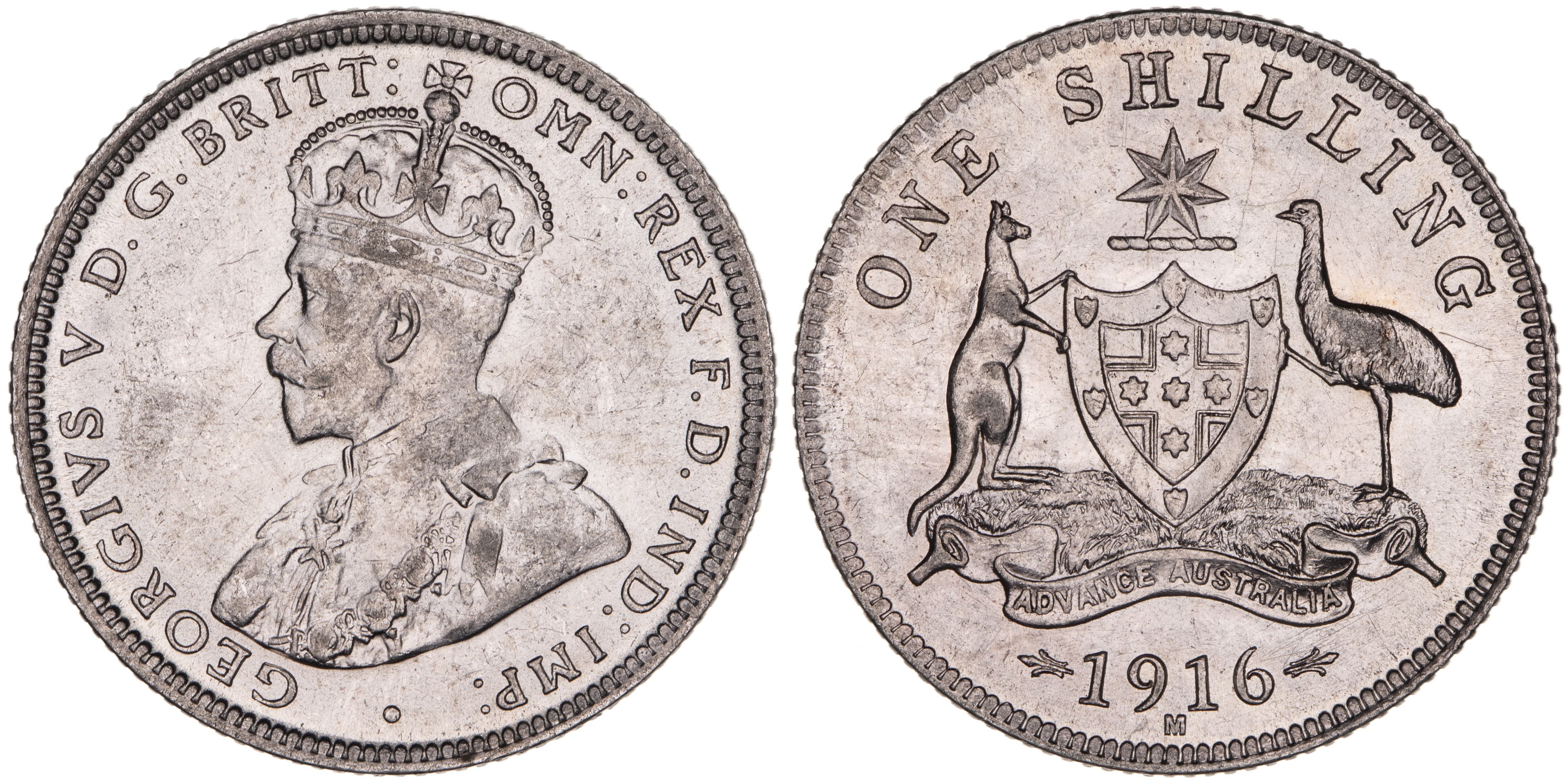 George V, Shilling, 1916-M, aUNC