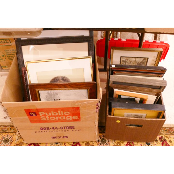 2 Boxes Framed Western Prints Etc- 24pc- largest 25x18''
