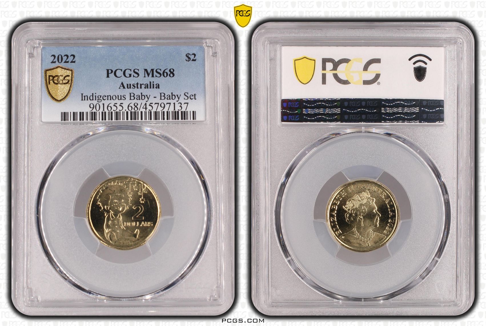 Indigenous Baby - Baby Set, Two Dollar, 2022, PCGS MS68