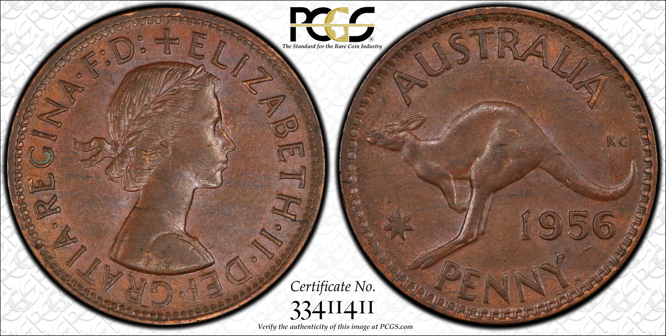 1956 Australia Penny Melbourne obverse PCGS - AU55BN -411
