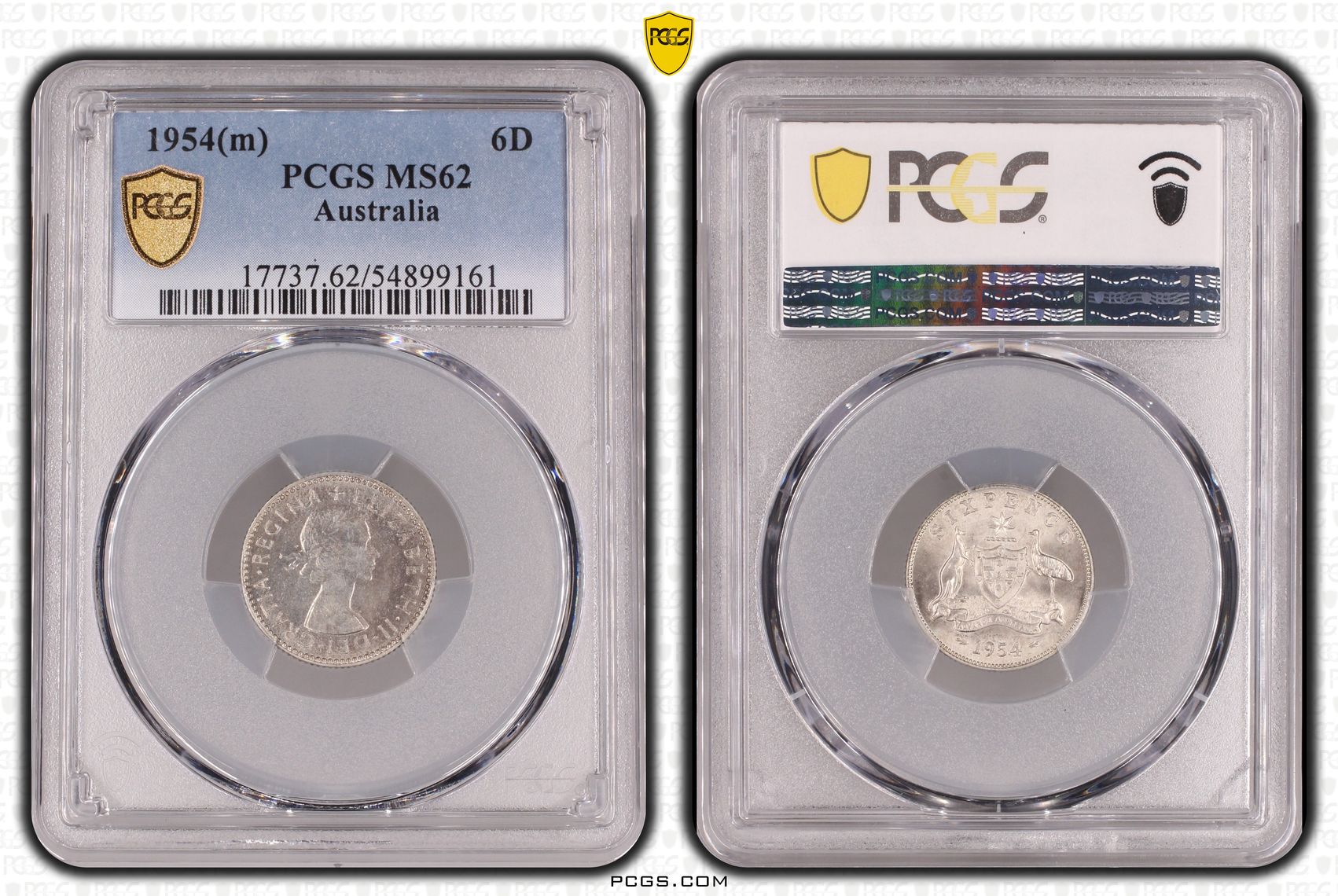 Sixpence, 1954(m), PCGS MS62