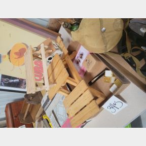 Doll size picnic benches and personal care items