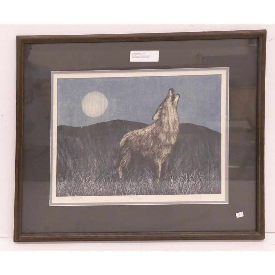 Pesl S/N Coyote Lithograph- 19x23'' framed