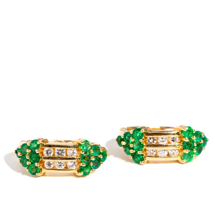 Emerald & Diamond 18ct Gold Earrings,