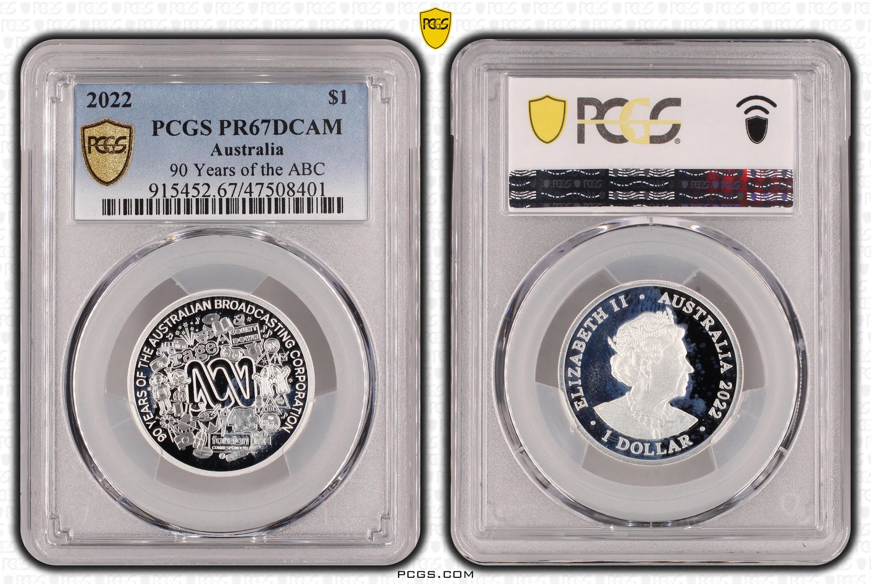 90 Years of the ABC, One Dollar, 2022, PCGS PR67DCAM